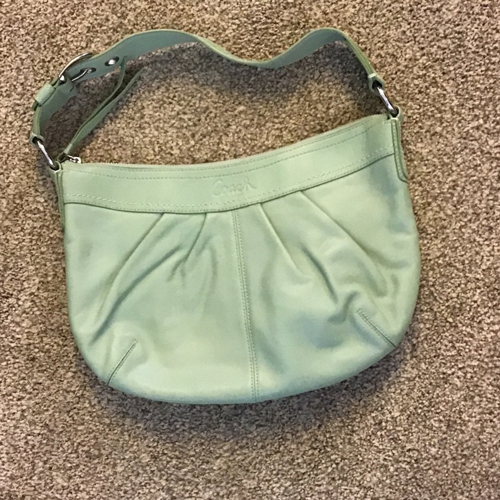Vintage Coach Mint Green Leather Shoulder Bag